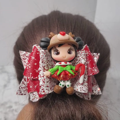 Girl Reindeer Hat 4” bow