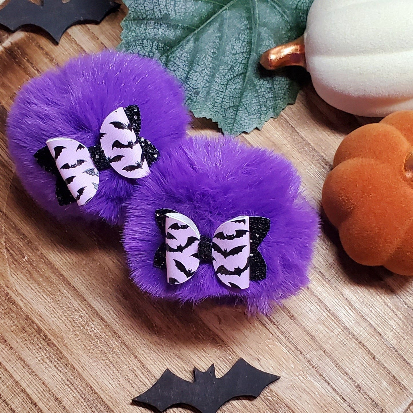 Purple pom pom pigtail set